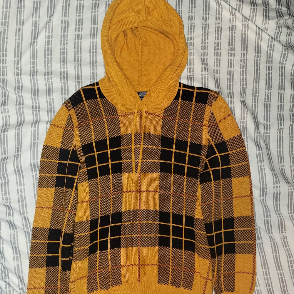 Sudadera com capucha para hombre, manga larga, cómoda con estampados a cuadros,